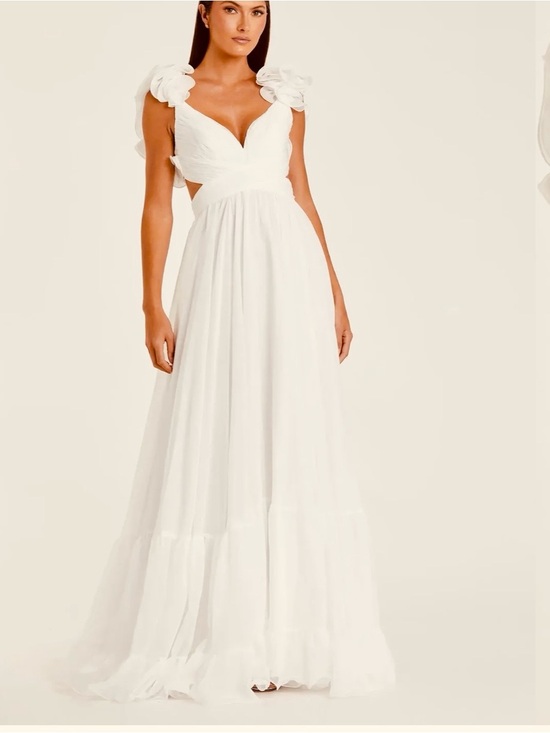Kissprom Dresses & Skirts - Elegant White Maxi Dress with Floral Shoulder Detail